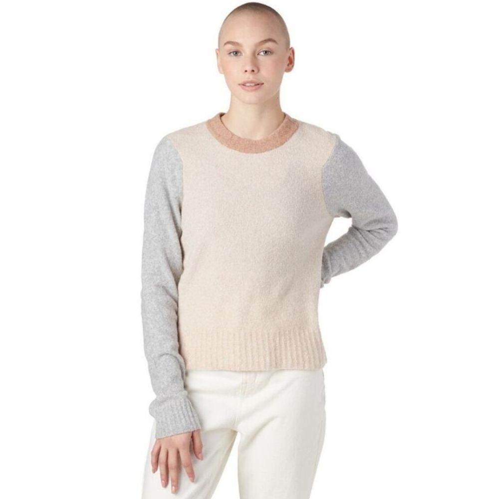 Faherty summit neutral colorblock cashmere blend sweater top